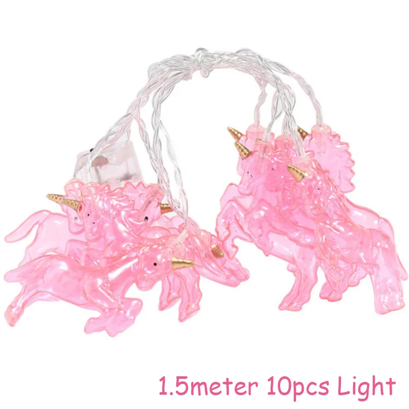 1set 10LED Light Вечерние принадлежности в виде единорога, скатерть с единорогом на 1-й день рождения, бумажная салфетка для чашек, баннеров, Топпер для торта, украшения для свадьбы, для детского душа - Цвет: 1set 10LED Light