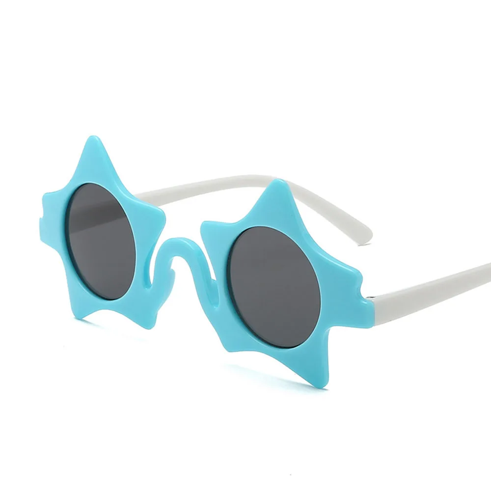 Blue Sunglasses Детские солнцезащитные очки с пентаграммой, милые детские солнцезащитные очки, фирменный дизайн, Необычные зеркальные УФ-очки 400, поляризационные, для улицы, для детей, безопасный подарок - Цвет линз: Blue Sunglasses