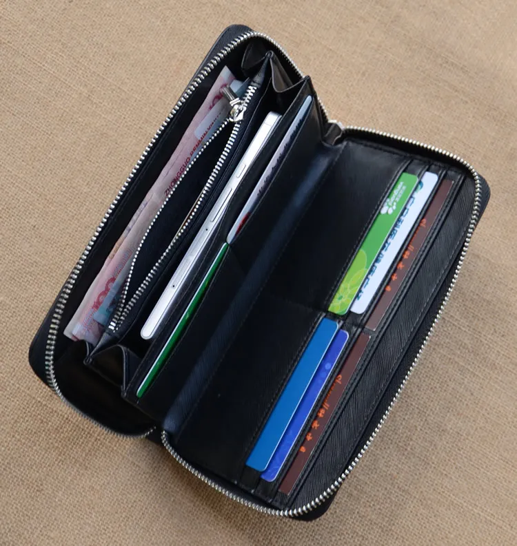 2 шт./лот 2016 Мужская Мода Молнии Бумажник Высокое качество Натуральная Кожа