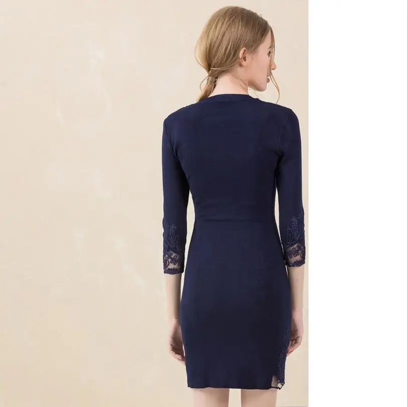 Женское платье Высокое качество осень-весна европейский стиль газовое кружевное