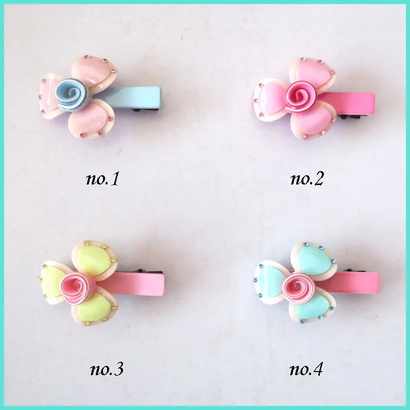 

10 BLESSING Good Girl 2.25" Acrylic Hair Bow Clip Flower Women Accessories