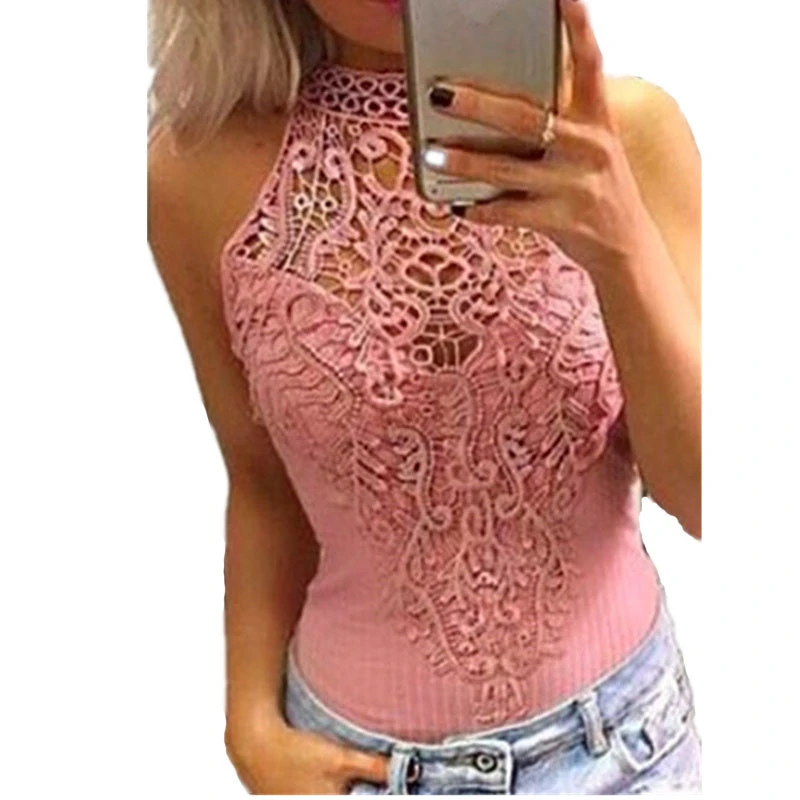 Сексуальное женское кружевное вязание крючком открытое модное Боди без рукавов