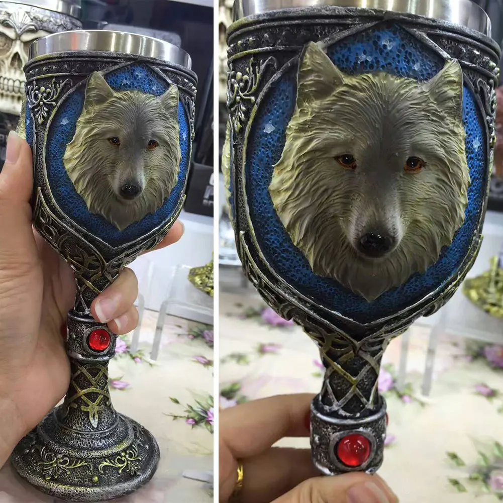 Смола из нержавеющей стали Модный популярный Кубок дизайн 3D стерео волк