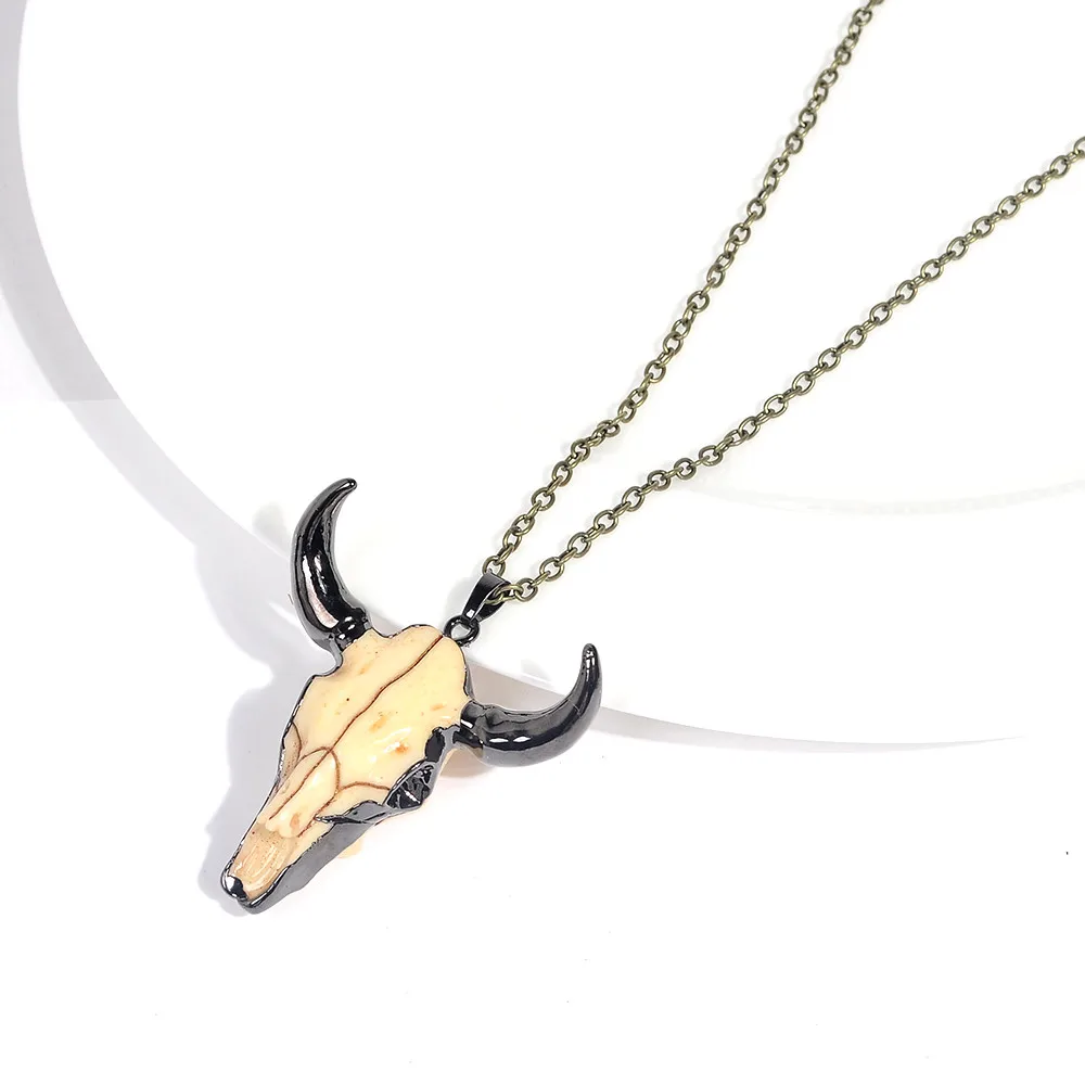 Бусы bull skull ожерелье длинная цепочка в стиле бохо животное индийская бижутерия