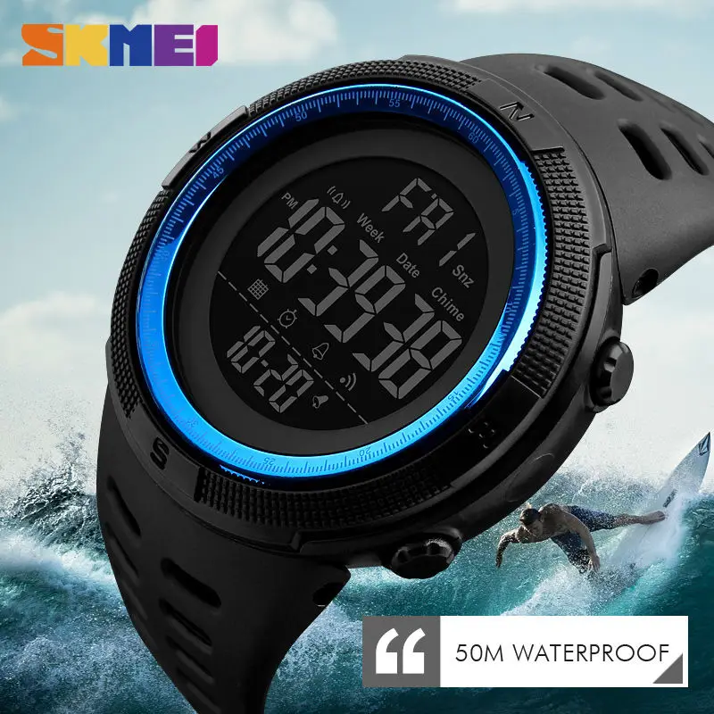 SKMEI мужские спортивные часы обратного отсчета модные BL Часы Будильник Chrono