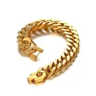 Мужской браслет-цепочка 15 мм широкий браслет из нержавеющей стали ручной браслет золотого цвета мужские ювелирные изделия подарок Pulseira