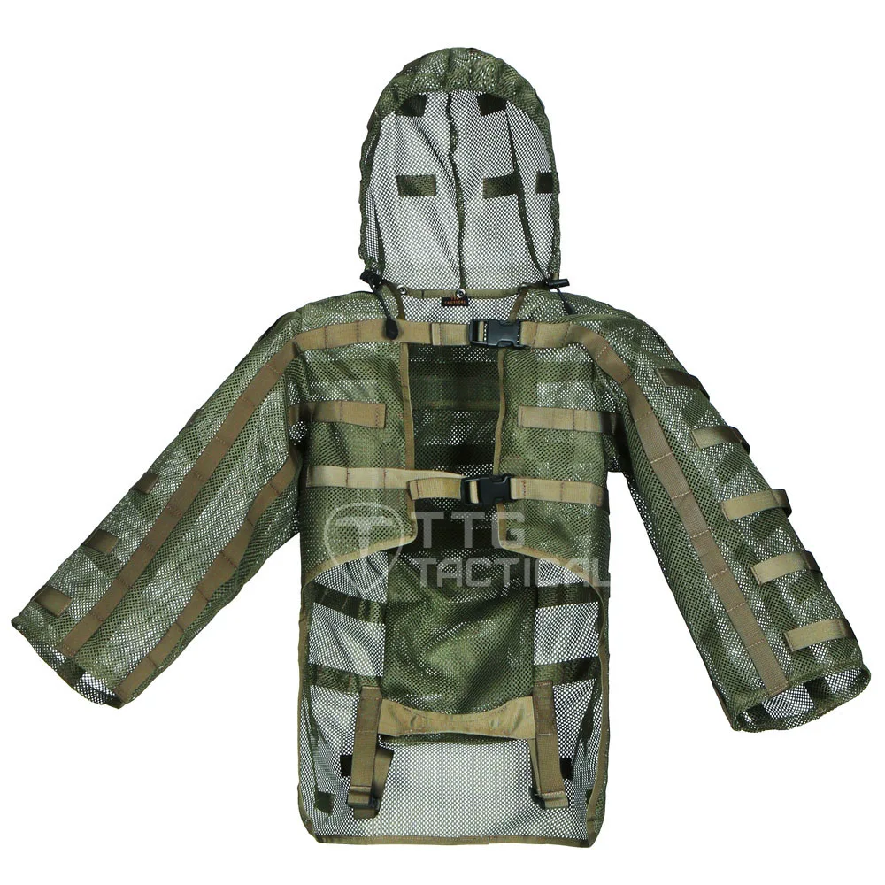 Фото Дышащий страйкбольный маскировочный костюм Base Sniper Tog Ghillie Suit Foundation, совместим с гидратацией, армейский зеленый №3