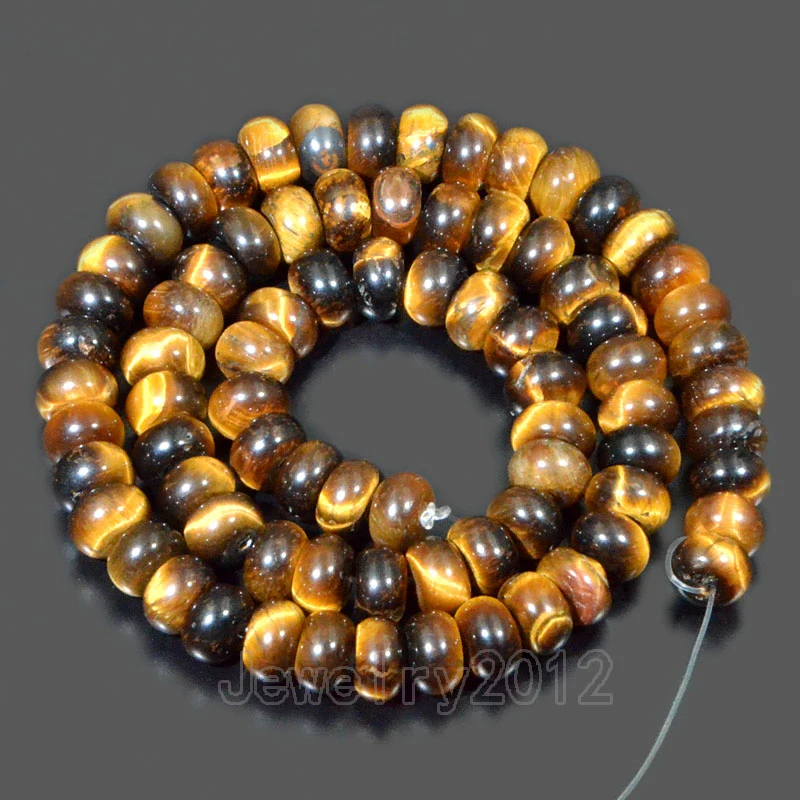 3Strands/Lot 4x6mm &amp 5x8mm Yellow Tiger Eye Smooth Matte Faceted Natural Gem stones Rondelle Loose Charm Beads 15.5&quot Lot | Украшения