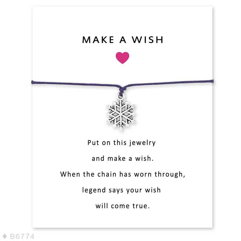Make a Wish эффектные Браслеты Крест Снежинка якорь Висячие регулируемые браслеты и