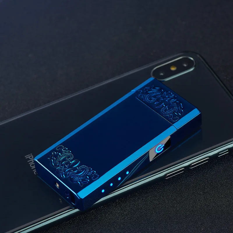Новинка двухдуговая Usb Зажигалка Светодиодный дисплей питания электрическая