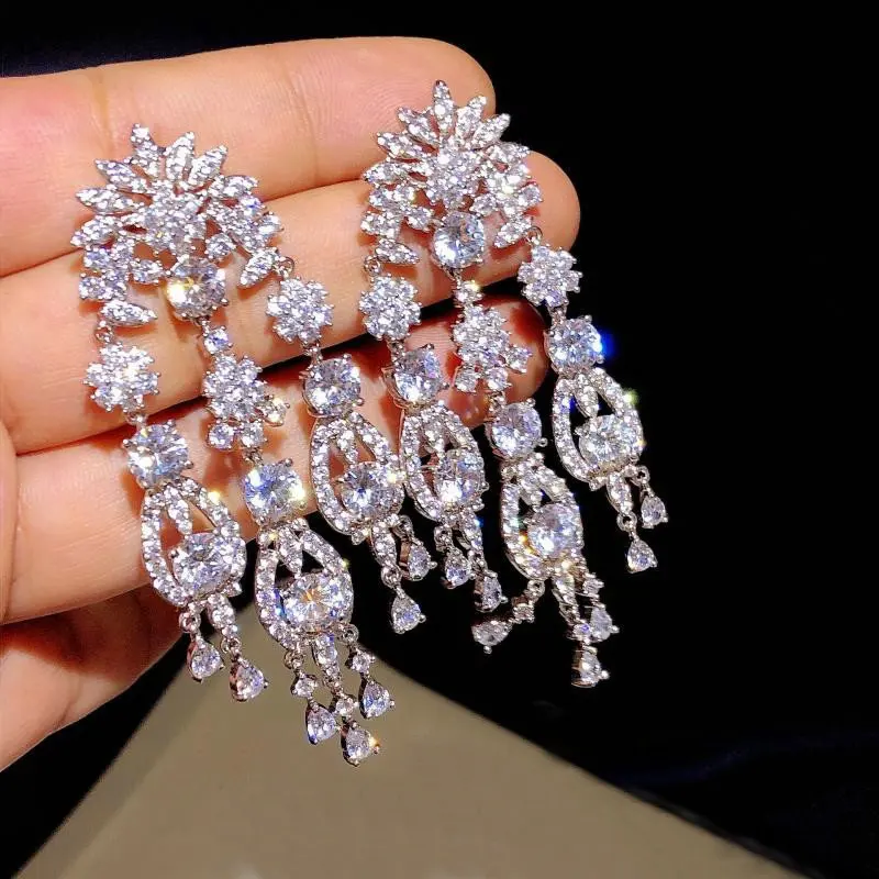 SINZRY фианит bling преувеличены кисточкой серьги-капли Творческий Элегантные вечерние свадебные серьги Свадебные ювелирные изделия подарок