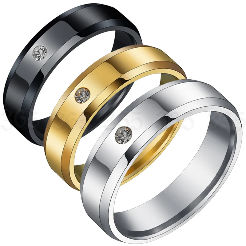 Простые Кольца для пар из нержавеющей стали с кубическим цирконием свадебные