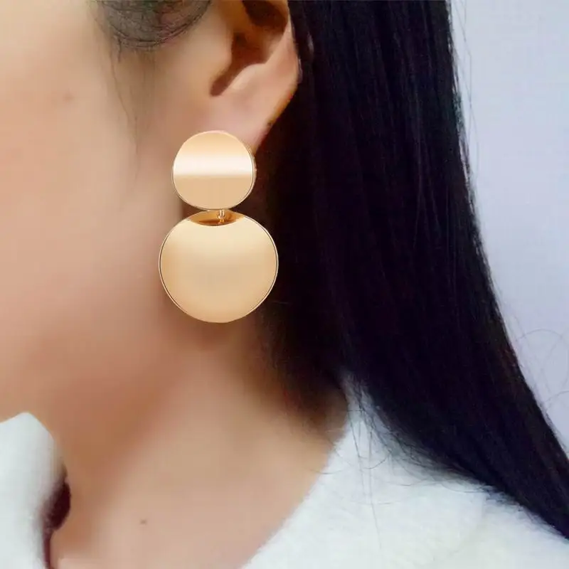 2019 Европейская американская мода преувеличенный металлический диск ювелирные