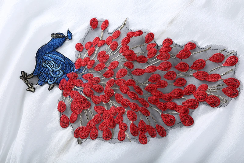 2017 Летняя Мода Пальто Павлин Вышивка Перспектива Zip Кружева Женский Бейсбол