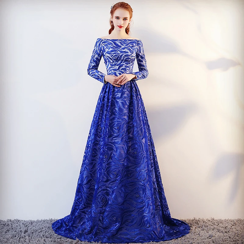 

Long Sleeve Mother of the Bride Dresses for Weddings Off Shoulder Evening Gowns Groom Godmother Dresses