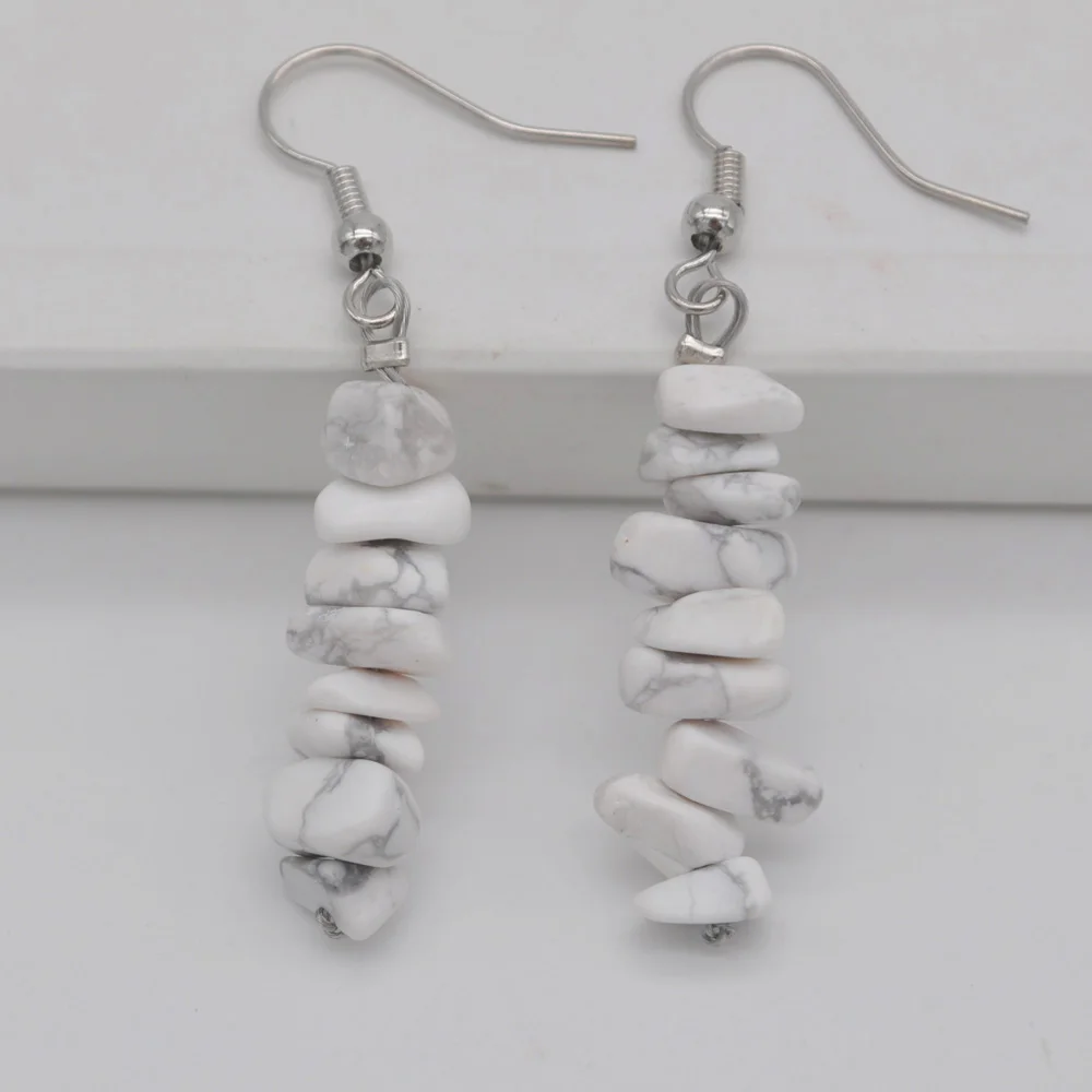 Lucky ручной работы белый бисер хаулит драгоценный камень серьги ювелирные изделия