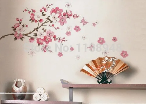 DIY Съемный Цветок сакуры Виниловая наклейка для спальни художественный декор