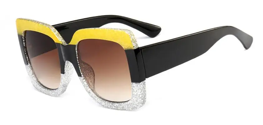 C2 yellow white fram Для женщин Overszied солнцезащитные очки Брендовая Дизайнерская обувь красного и зеленого цвета Квадратные Солнцезащитные очки Для мужчин Роскошные модные очки оттенки UV400 - Цвет линз: C2 yellow white fram