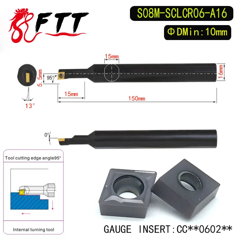 

S08M-SCLCR06-A16 95 Degrees Internal Turning Tool Holder For CCMT060204 CCMT060208 Insert Internal Boring Bar Lathe Machine
