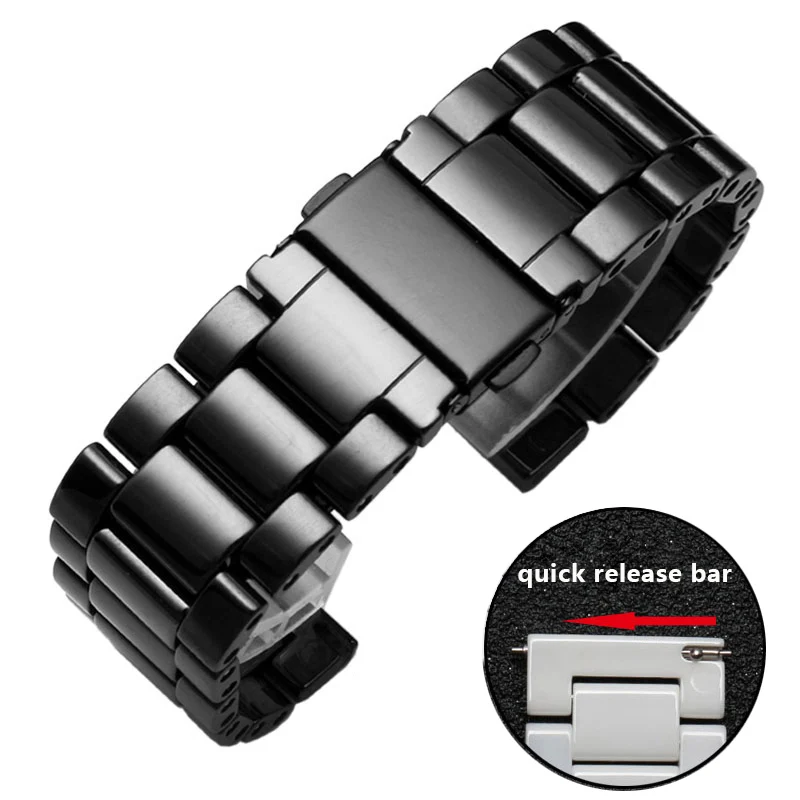 Черный Керамический ремешок для часов 22 мм, ремешок для часов huawei Honor Dream Magic Ticwatch, спортивные Смарт-часы, браслет розового цвета - Цвет ремешка: Черный