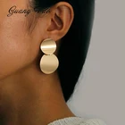 Креативные серьги, трендовые золотые двойные круглые металлические геометрические серьги-капли для женщин, 2018, новые модные ювелирные изделия, оптовая продажа