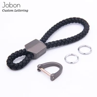 jobon car keychain genuine leather rope woven men women key chain handmade best gift jewelry for key ring holder bag pendant