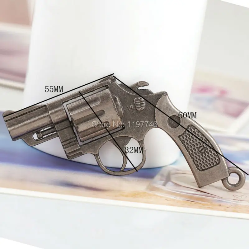 Большой металлический пистолет с бронзовым или серебряным тоном 3D пистолет Подвеска пистолет Подходит для европейских винтажных ювелирных изделий 5 шт. 72x57 мм