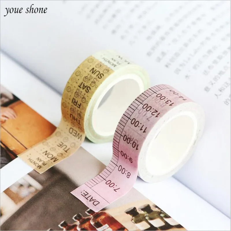 

1Pcs Cute Washi Tape Timeline Week Plan DIY Office Label Sticker Stationery Decoration Scrapbooking Planner Masking 1.5cm*7m