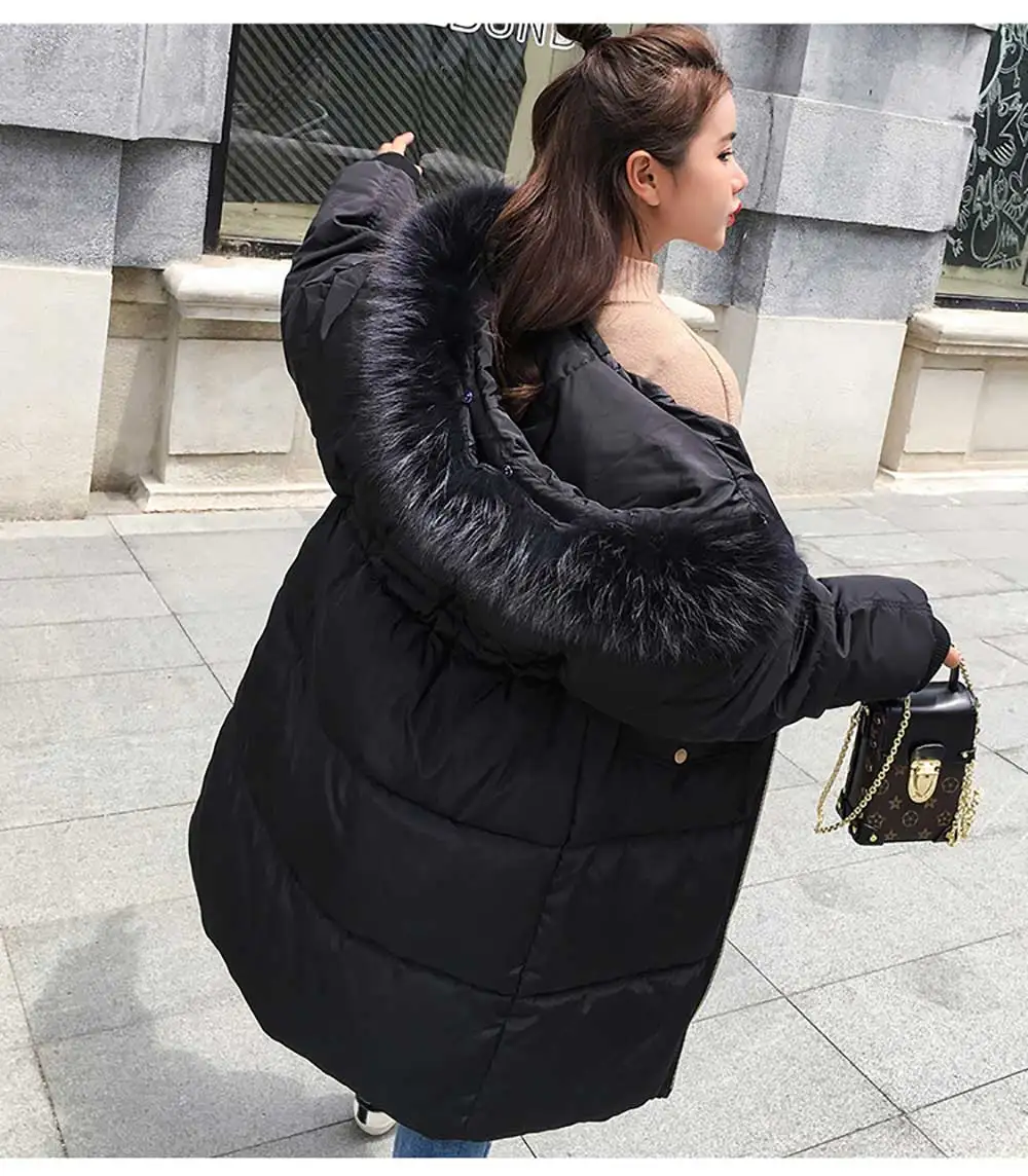 PinkyIsBlack пуховое зимнее пальто с хлопковой подкладкой, Женская Тонкая зимняя верхняя одежда, длинные парки, зимняя куртка для женщин, плотная теплая верхняя одежда с капюшоном