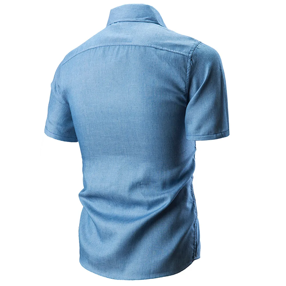 Muqgew 2020 Модная Джинсовая рубашка мужская приталенная Camisa Masculina модная однотонная