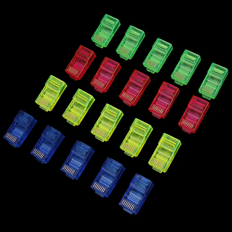 20 шт./упак. RJ45 разъем модуля Ethernet кабели сетевой позолоченные провода хрустальные