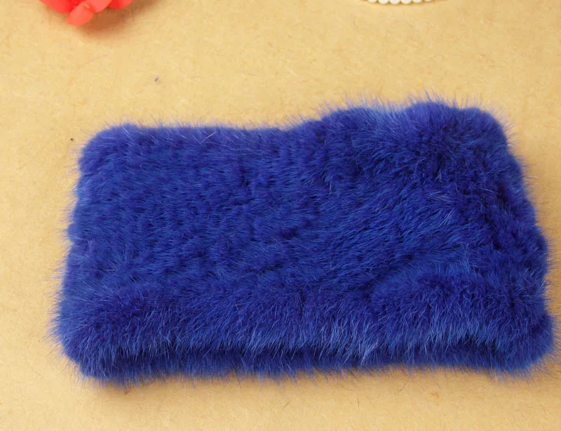 royal blue Вязаная повязка на голову из меха норки, теплая зимняя женская повязка на шею с натуральным мехом, утолщенная повязка на шею, эластичная стильная повязка на шею MS. MinShu - Цвет: royal blue