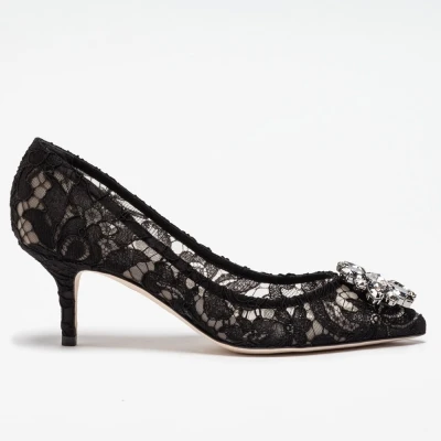 Black 6cm Кружевные свадебные туфли-лодочки; женские свадебные туфли на каблуке 9-6 см с кристаллами; женские разноцветные туфли на высоком каблуке; Zapatos De Mujer - Цвет: Black 6cm