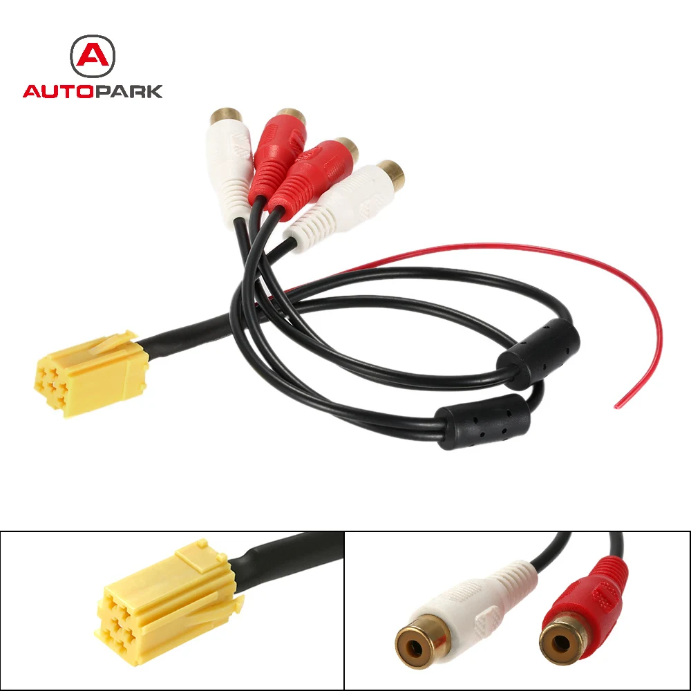 KKmoon Mini 6 Pin ISO адаптеры Aux Line Out 4 Chinch Kabel 4 RCA вилки для VW Seat Skoda VDO Audi Ford