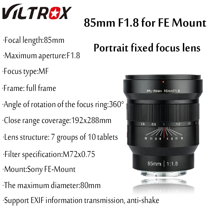 Объектив VILTROX 20 мм 85 f/1 8 AS ED UMC широкоугольный объектив с фиксированным фокусом F1.8