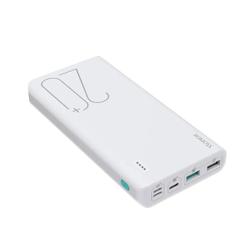 White ROMOSS Sense 6+ power Bank 20000 мАч портативный внешний аккумулятор с QC3.0 двухсторонняя Быстрая зарядка для телефонов и планшетов - Цвет: White