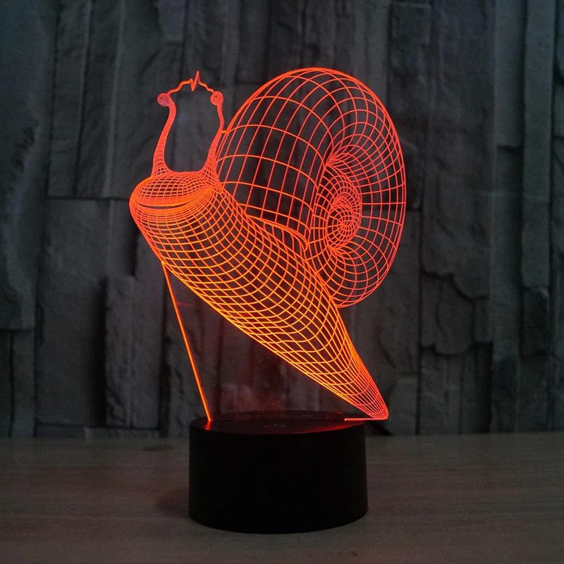 Мультяшные животные 3D улитки красочные ночные 7 меняющихся цветов для детской