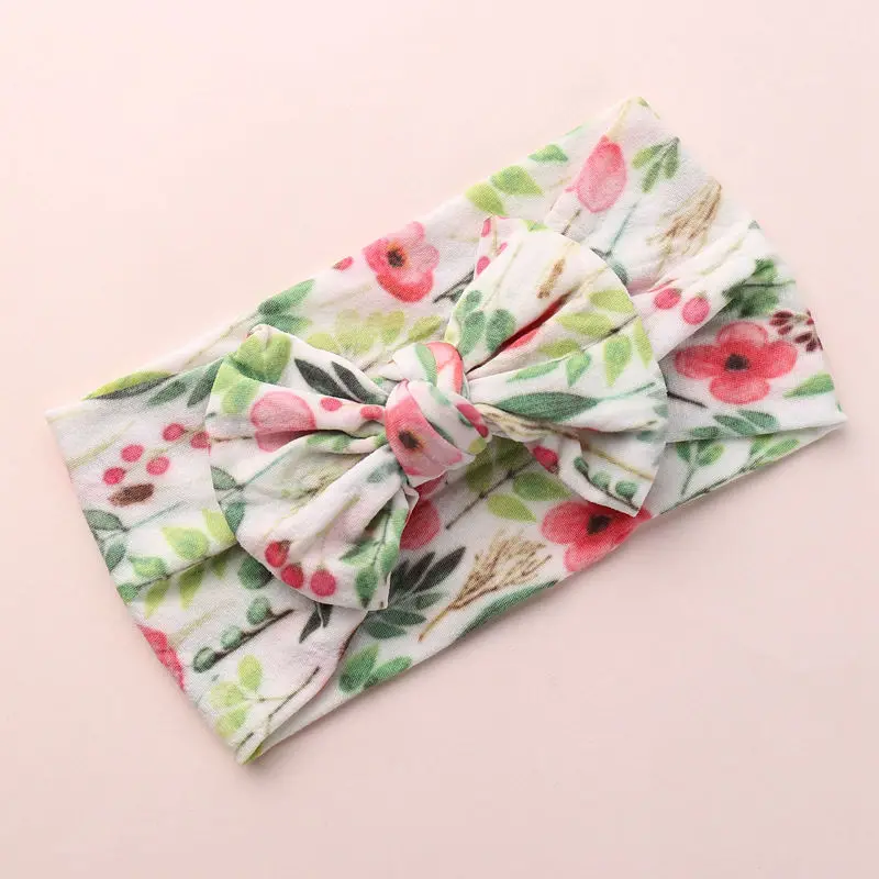 

Nylon Baby Headbands Stretch soft nylon head wraps Newborn Turban Classic top knot head wrap Toddler flower hair bows HB327S