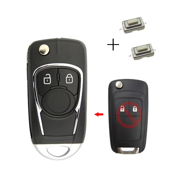 2 Button with Switch OkeyTech корпус для автомобильного ключа для Opel модифицированный переключатель ключа Uncut заготовка HU100 лезвие для Chevrolet Cruze Buick Замена 2/3/4/5 Кнопка - Цвет: 2 Button with Switch