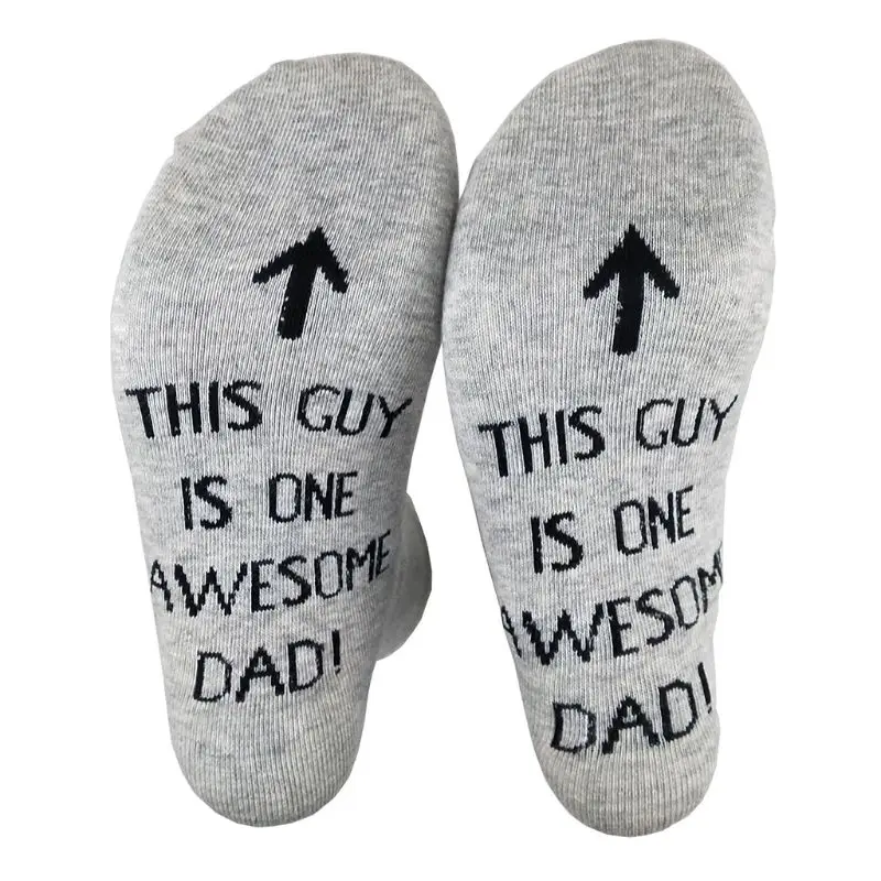 Забавные мужские длинные носки унисекс с надписью «This Guy Is One Awesome Dad», вязаные трикотажные носки из чесаного хлопка в рубчик, подарки для отцов