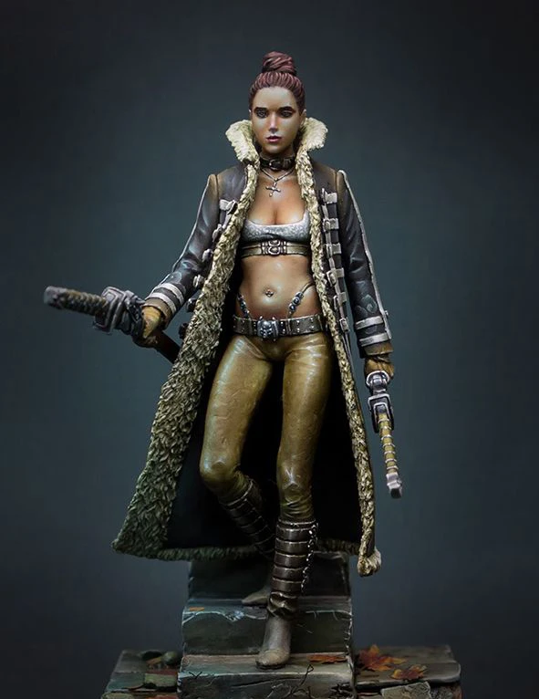 1/24 75 мм черная девушка с мечом в древней игрушке смолы модель миниатюрный комплект unassembly Неокрашенный