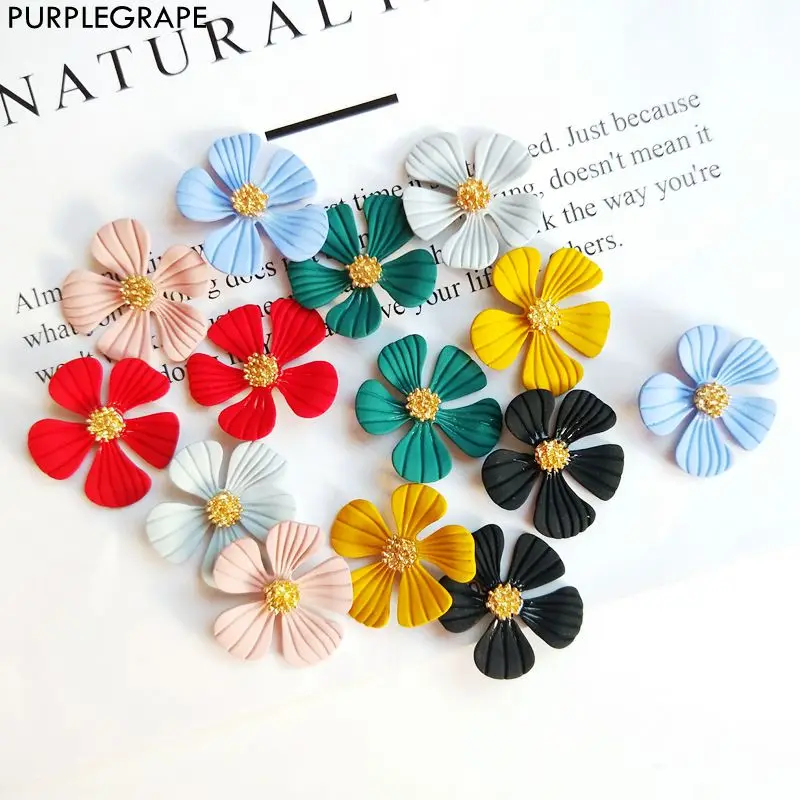 PURPLEGRAPE Minimalist DIY Handmade Earrings Accessories Ear Pin Alloy Color Hanging Pendant Flower South Korea Fashion 6pcs | Украшения и