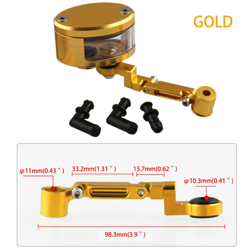 Gold DERI CNC Универсальный тормозной бак сцепления мотоцикла цилиндр бак для жидкого топлива чашки для YAMAHA MT07 MT09 TMAX500 HONDA YZFR3 - Цвет: Gold
