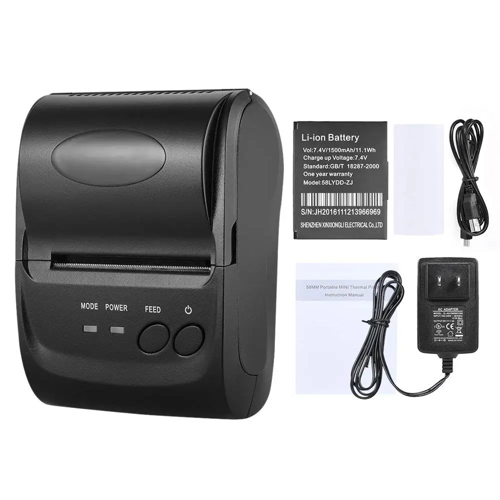 58 мм Bluetooth термочековый POS принтер портативный Android IOS мини термопринтер Мобильный