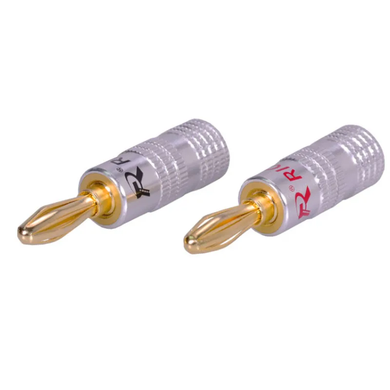 4pcs/lot Speaker Banana Plugs High Quality 24K Copper 4MM Plug Male Connector Adapter 50 Pairs Red+Black | Обустройство дома