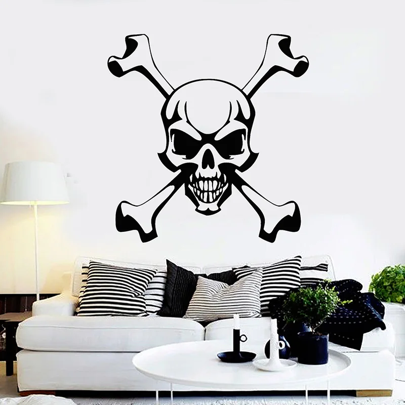 

Skull And Bones Wall Decals Pirate Symbol Wall Sticker For Bar Jolly Roger Art Mural Home Decoration Wall Decor H161