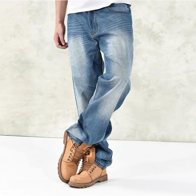New Men jeans Fashion Popular skateboard pants baggy Men's Hip Hop Leisure Trousers large size 30-46 | Мужская одежда
