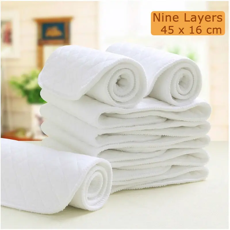 Многоразовые детские подгузники 5 шт./лот 9 слоев 45x16 см экологичные хлопковые