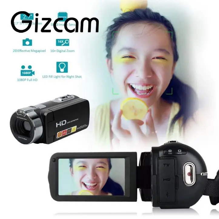 Gizcam HDV 312P 2.7'' inch 24.0MP Digital Camera 1080P 16x Zoom DV 270 Degrees Rotate Screen With Microphone Speaker UK/US Plug |