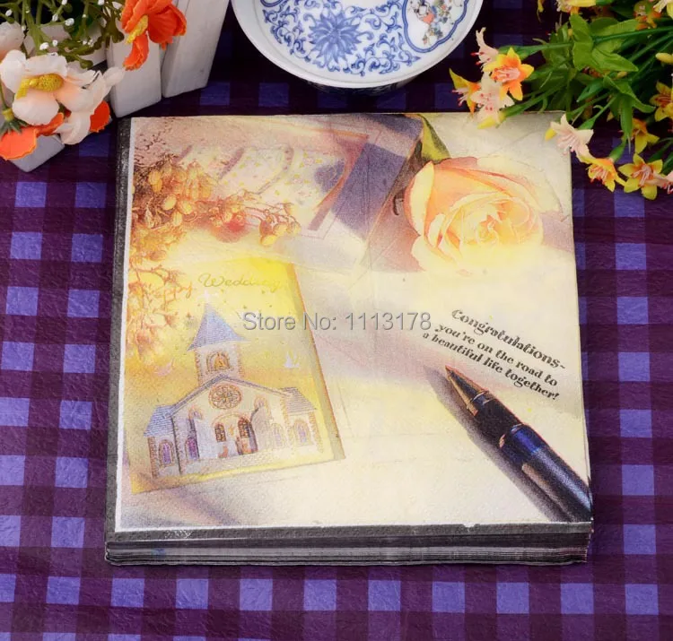 

romantic rose napkins color printing paper towelsWedding party napkins Napkin Paper 60% Virgin Wood napkin free shipping